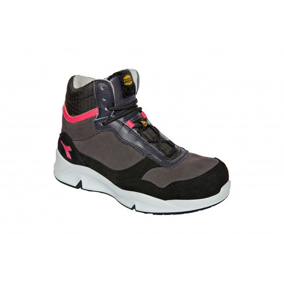 GRIS/ROSE - Chaussure de sécurité S3L professionnelle de travail en cuir EN ISO 20345 S3L femme logistique artisan manutention 