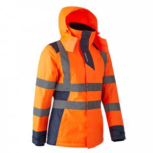 ORANGE/GRIS - Parka professionnel de travail femme logistique artisan manutention chantier