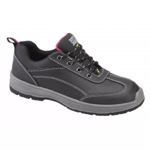 NOIR - Chaussure de sécurité S3 professionnelle de travail noire en cuir EN ISO 20345 S3 femme chantier menage artisan entretien