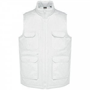 BLANC - Gilet de travail professionnel mixte logistique artisan manutention chantier