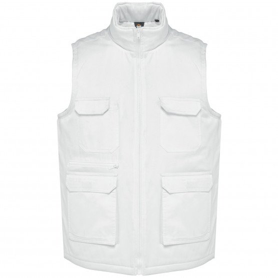 BLANC - Gilet de travail professionnel mixte logistique artisan manutention chantier