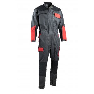 GRIS/ROUGE - Combinaison professionnelle de travail homme transport artisan manutention chantier