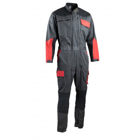 GRIS/ROUGE - Combinaison professionnelle de travail homme manutention chantier transport artisan