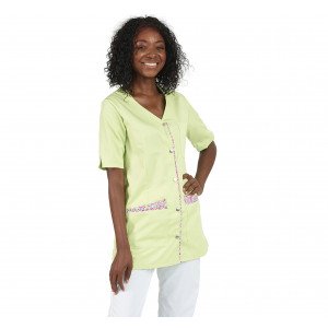ANIS/PAPILLONS - Tunique professionnelle de travail blanche à manches courtes femme médical aide a domicile infirmier auxiliaire