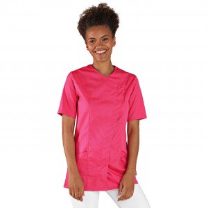 FUCHSIA - Tunique professionnelle de travail à manches courtes femme - PROMO auxiliaire de vie médical aide a domicile infirmie