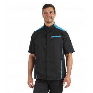 NOIR/ATOLL - Veste de cuisine manches courtes professionnelle de travail à manches courtes homme hôtel cuisine serveur restauran