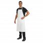 BLANC - Tablier à bavette avec poche de cuisine professionnel blanc 100% coton mixte hôtel restaurant serveur cuisine