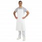 BLANC - Tablier à bavette sans poche de cuisine professionnel blanc 100% coton mixte restaurant restauration cuisine serveur