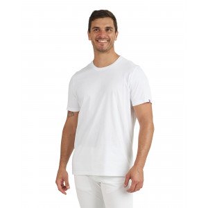 BLANC - Tee-shirt professionnel de travail à manches courtes BIO 100% coton homme hôtel infirmier restaurant médical