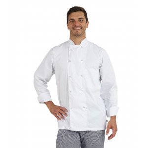 BLANC - Veste de cuisine manches longues professionnelle de travail à manches longues mixte restauration restaurant hôtel cuisin