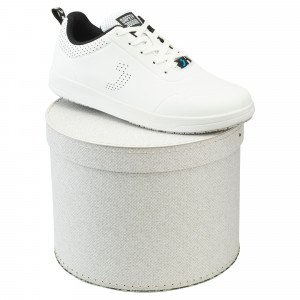 BLANC - Basket professionnelle de travail blanche noire en cuir ISO EN 20347 femme auxiliaire de vie médical aide a domicile inf