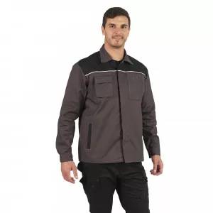 GRIS/NOIR - Veste de travail professionnelle à manches longues homme logistique chantier transport artisan