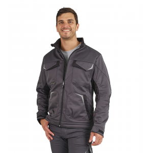 GRIS/NOIR - Softshell professionnelle de travail homme logistique chantier manutention artisan