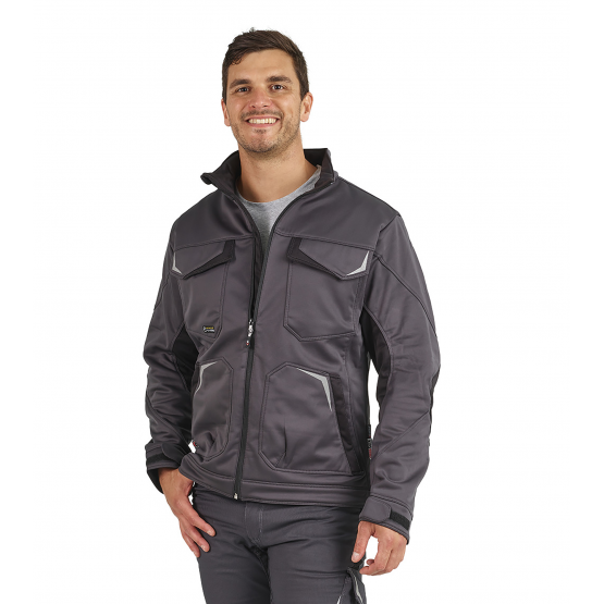 GRIS/NOIR - Softshell professionnelle de travail homme chantier logistique artisan transport