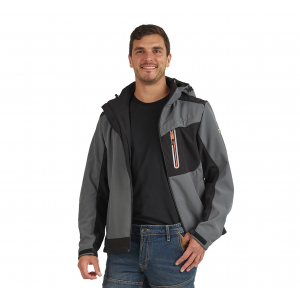 GRIS/NOIR - Softshell professionnelle de travail homme transport chantier logistique artisan