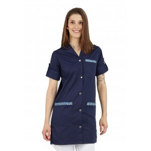 MARINE/AFRIKA - Blouse professionnelle de travail blanche à manches transformables femme foyer entretien internat menage