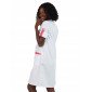 BLANC/FUCHSIA - Blouse professionnelle de travail blanche à manches transformables femme - PROMO entretien internat menage écol