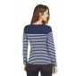 MARINE/BLANC - Tee-shirt professionnel de travail à manches longues 100% coton femme aide a domicile médical auxiliaire de vie i