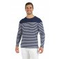 MARINE/BLANC - Tee-shirt professionnel de travail à manches longues 100% coton homme aide a domicile infirmier auxiliaire de vie