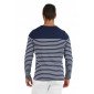 MARINE/BLANC - Tee-shirt professionnel de travail à manches longues 100% coton homme aide a domicile infirmier auxiliaire de vie