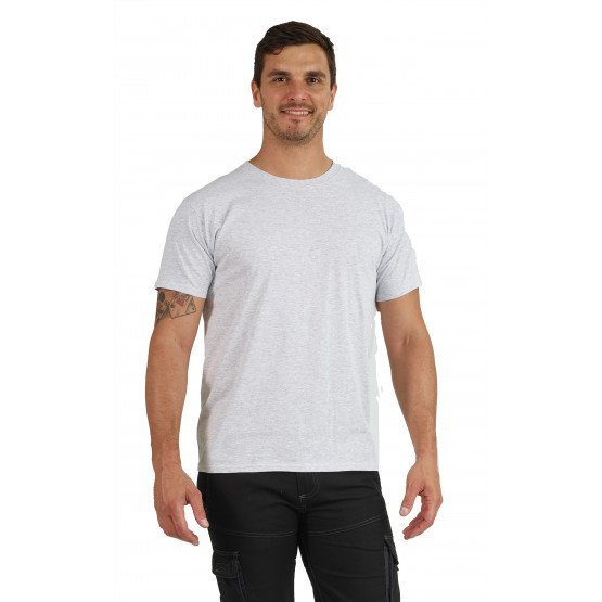 GRIS - Tee-shirt professionnel de travail à manches courtes 100% coton mixte auxiliaire de vie infirmier aide a domicile médical