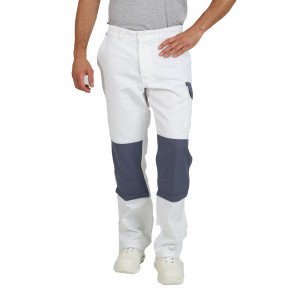 BLANC/GRIS - Pantalon de travail professionnel homme chantier artisan