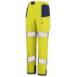 JAUNE/MARINE - Pantalon haute visibilité professionnel de travail homme logistique chantier manutention artisan