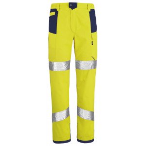 JAUNE/MARINE - Pantalon haute visibilité professionnel de travail homme manutention chantier transport artisan