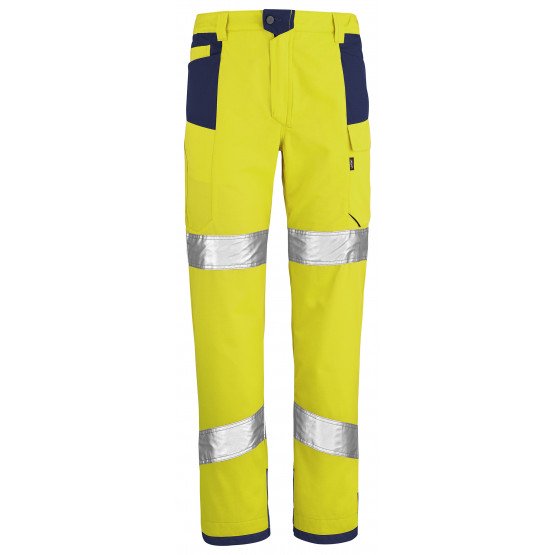 JAUNE/MARINE - Pantalon haute visibilité professionnel de travail homme logistique chantier manutention artisan