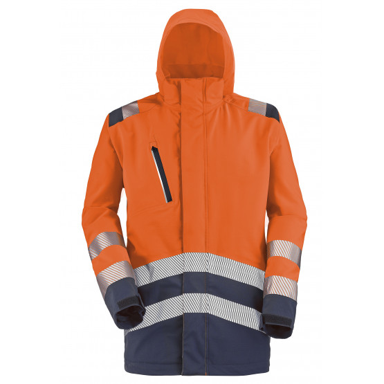 ORANGE/MARINE - Parka professionnel de travail homme chantier logistique artisan manutention