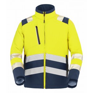 JAUNE/MARINE - Softshell professionnelle de travail homme artisan manutention chantier logistique