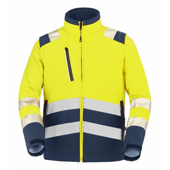 JAUNE/MARINE - Softshell professionnelle de travail homme manutention artisan logistique chantier