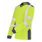 JAUNE/MARINE - Tee-shirt professionnel de travail à manches longues homme logistique chantier transport artisan