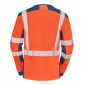ORANGE/MARINE - Tee-shirt professionnel de travail à manches longues homme manutention artisan logistique chantier