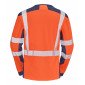 ORANGE/MARINE - Tee-shirt professionnel de travail à manches longues homme manutention chantier logistique artisan