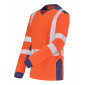 ORANGE/MARINE - Tee-shirt professionnel de travail à manches longues homme logistique chantier transport artisan
