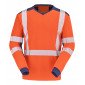 ORANGE/MARINE - Tee-shirt professionnel de travail à manches longues homme manutention chantier logistique artisan