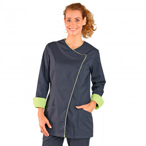 ARDOISE/ANIS - Veste de cuisine manches longues professionnelle de travail à manches longues femme - PROMO cuisine restauration