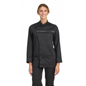 NOIR - Veste de cuisine professionnelle de travail à manches longues mixte cuisine restaurant restauration hôtel