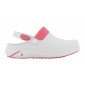 BLANC/FUCHSIA - Sabot professionnel de travail blanc noir en cuir EN ISO 20347 femme aide a domicile médical auxiliaire de vie i