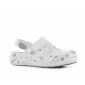 BLANC/PERLE - Sabot professionnel de travail blanc noir en cuir EN ISO 20347 femme aide a domicile médical auxiliaire de vie inf