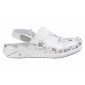 BLANC/PERLE - Sabot professionnel de travail blanc noir en cuir EN ISO 20347 femme aide a domicile médical auxiliaire de vie inf