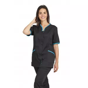 NOIR/ATOLL - Tunique professionnelle de travail blanche à manches courtes femme auxiliaire de vie infirmier aide a domicile médi