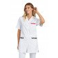 BLANC/WAX - Blouse professionnelle de travail blanche à manches courtes médical auxiliaire de vie infirmier aide a domicile