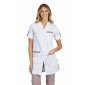 BLANC/ZINC - Blouse professionnelle de travail blanche à manches transformables femme crèche entretien internat menage