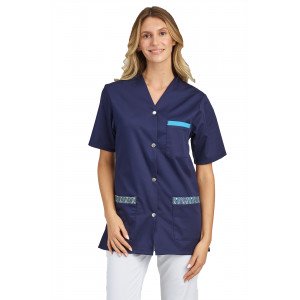 SAUGE/WAX - Tunique professionnelle de travail blanche à manches courtes femme auxiliaire de vie infirmier aide a domicile médi