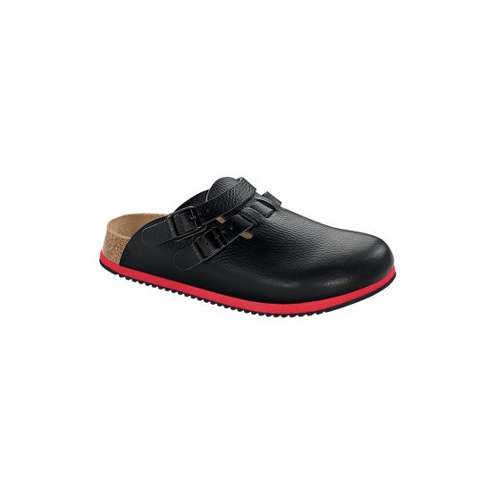 NOIR/ROUGE - Sabot professionnel de travail blanc noir en cuir EN ISO 20347 mixte aide a domicile infirmier auxiliaire de vie mé