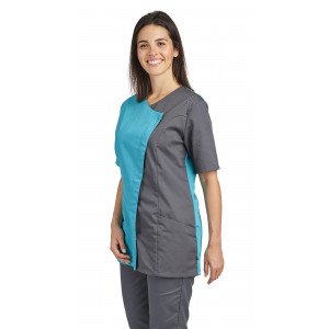 FUCHSIA/ARDOISE - Tunique professionnelle de travail à manches courtes femme auxiliaire de vie infirmier aide a domicile médica