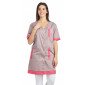ZINC/FUCHSIA - Blouse professionnelle de travail à manches courtes femme - PROMO école entretien foyer menage