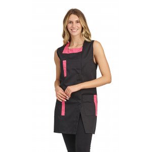 NOIR/FUCHSIA - Blouse professionnelle de travail sans manches femme menage auxiliaire de vie entretien aide a domicile